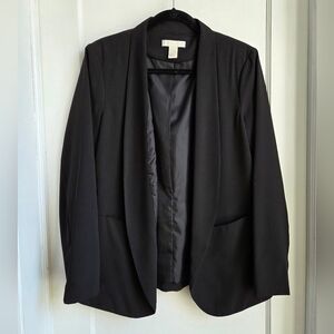 H&M Black Blazer Jacket, Open Front, Size 12